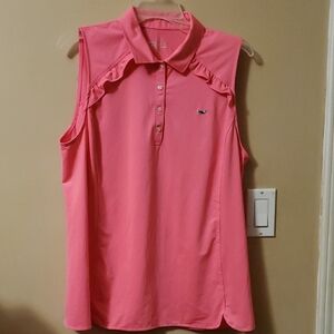 Vineyard Vines Hot Pink Button Down Sleeveless Shirt
